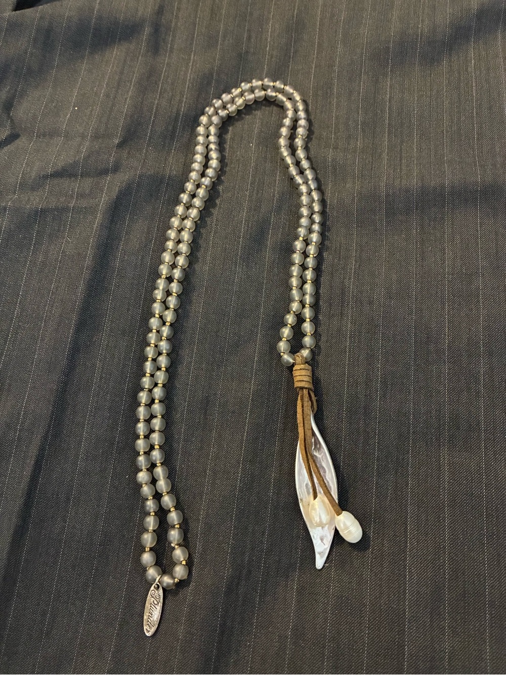 Plunder Calla Lilly Silver Pearl Necklace